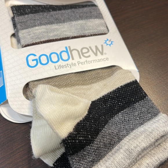 Goodhew merino wool above ankle socks brown/tan/black/grey stripes womens - Picture 1 of 7